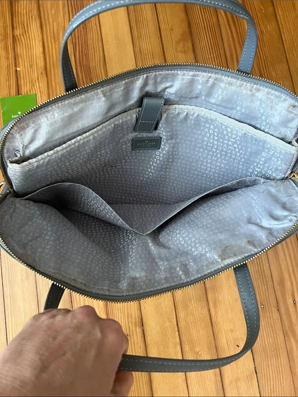 kate spade slate gray nylon laptop brief with detachable strap